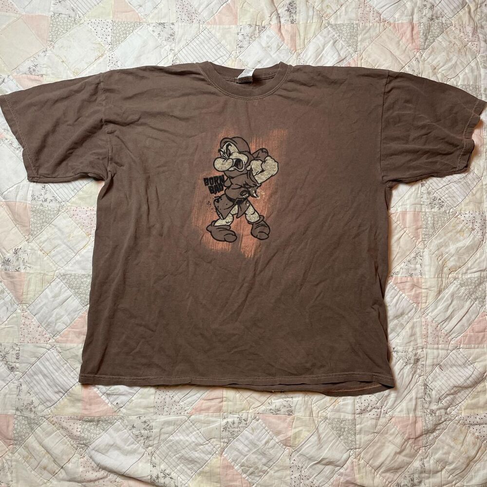 disney vintage seven dwarfs grumpy born bad brown graphic t shirt size 2xl